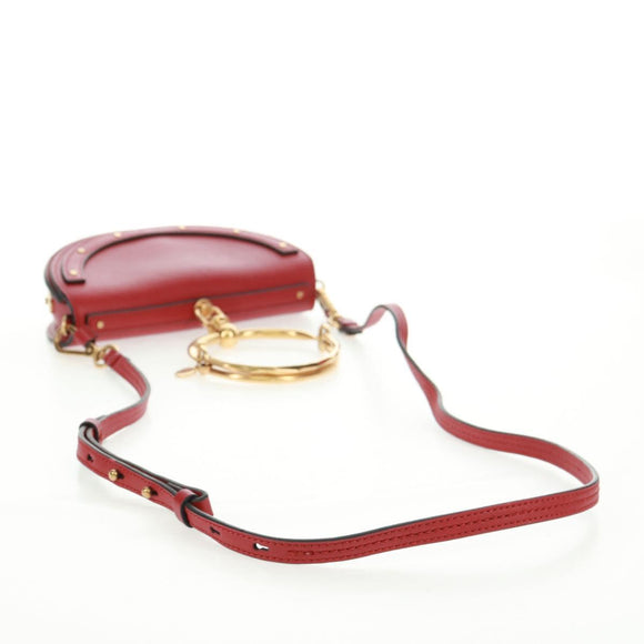 Chloe Nile Hand Bag Leather 2way Red Gold Auth 163787V