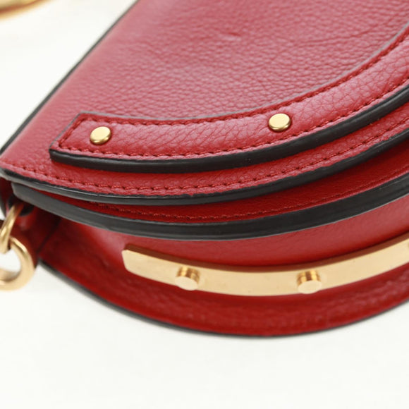 Chloe Nile Hand Bag Leather 2way Red Gold Auth 163787V