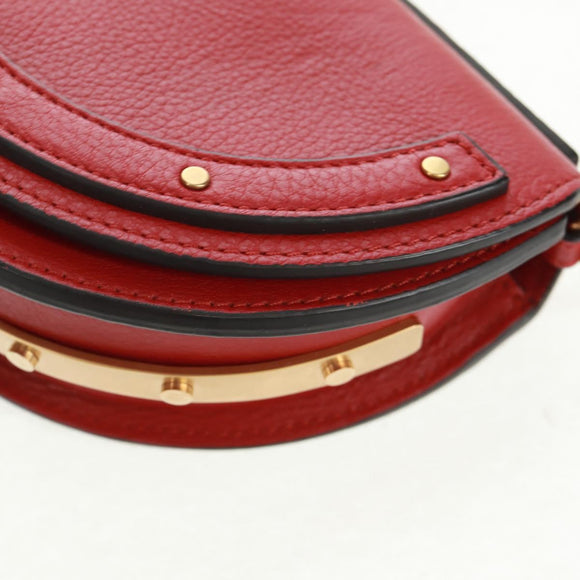Chloe Nile Hand Bag Leather 2way Red Gold Auth 163787V