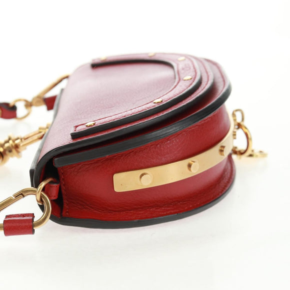 Chloe Nile Hand Bag Leather 2way Red Gold Auth 163787V
