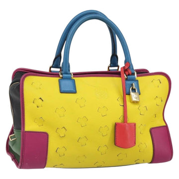 LOEWE Amazona 36 Hand Bag Leather Multicolor Gold Auth 163792V