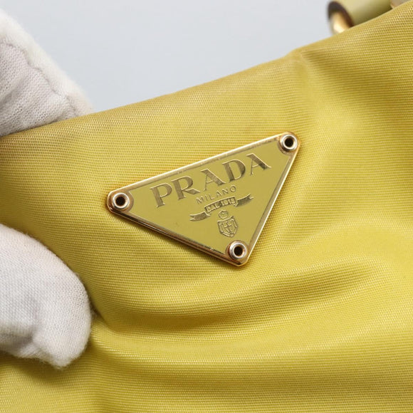 PRADA Tote Bag Nylon Yellow Gold Auth 163794