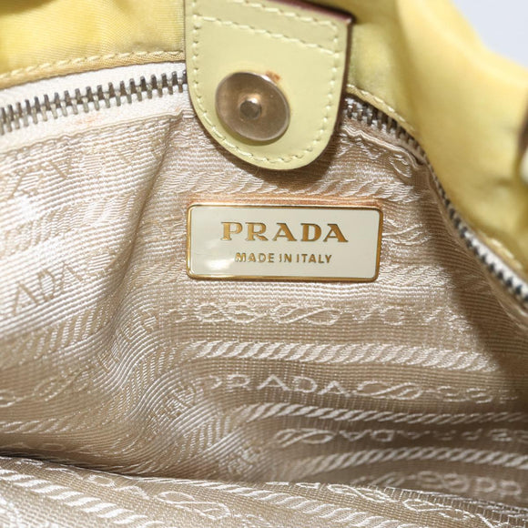PRADA Tote Bag Nylon Yellow Gold Auth 163794