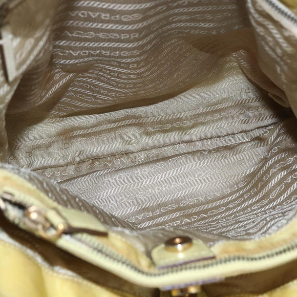 PRADA Tote Bag Nylon Yellow Gold Auth 163794