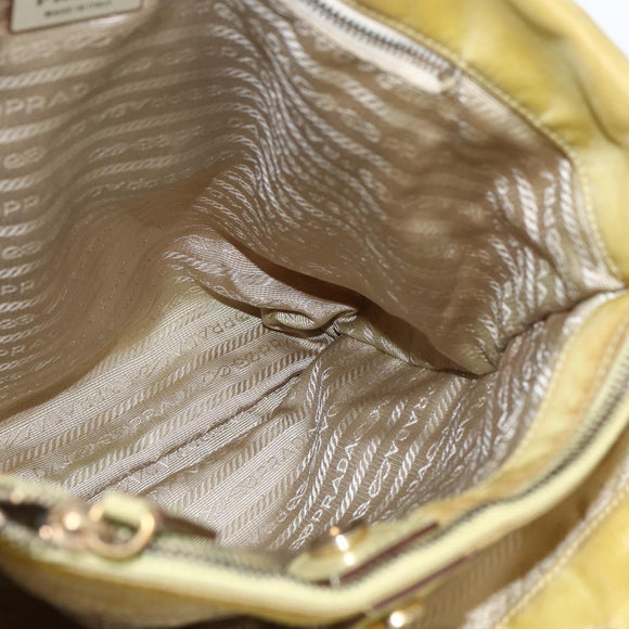 PRADA Tote Bag Nylon Yellow Gold Auth 163794