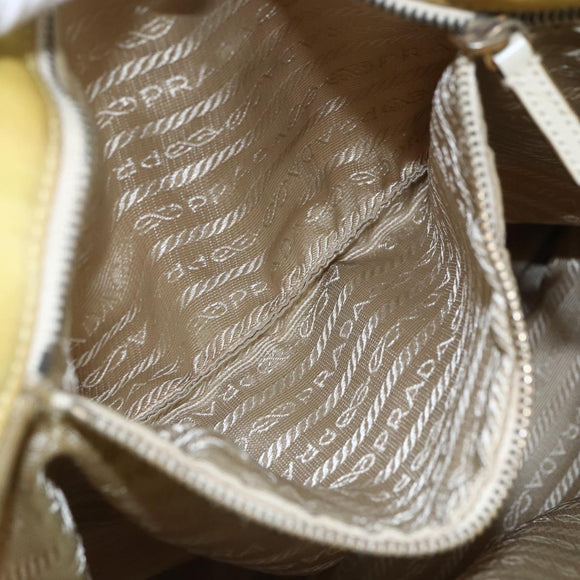 PRADA Tote Bag Nylon Yellow Gold Auth 163794