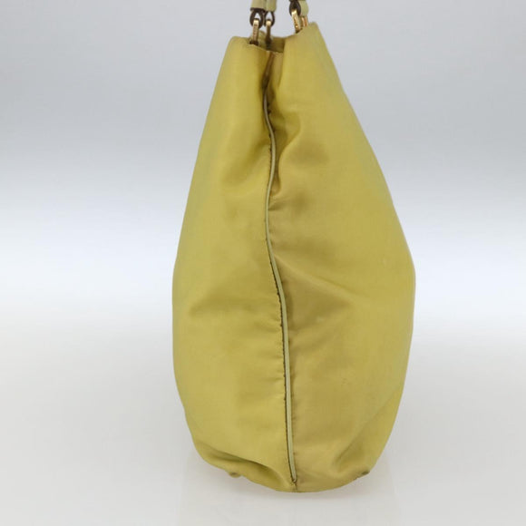 PRADA Tote Bag Nylon Yellow Gold Auth 163794