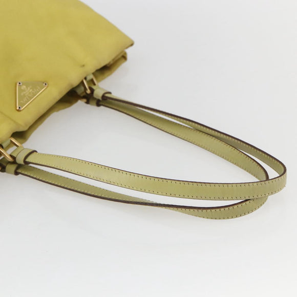PRADA Tote Bag Nylon Yellow Gold Auth 163794