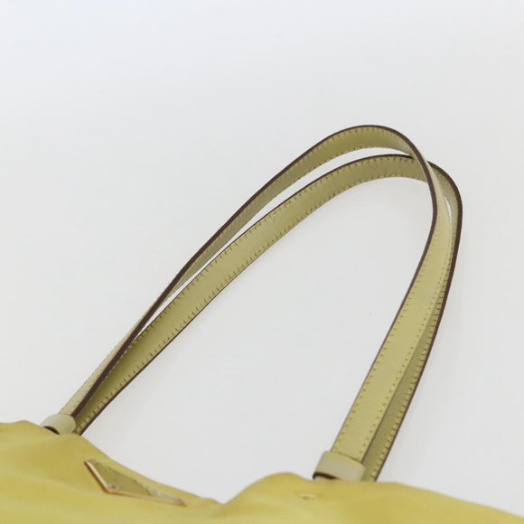 PRADA Tote Bag Nylon Yellow Gold Auth 163794