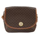 CELINE Macadam Canvas Shoulder Bag PVC Leather Brown Gold Auth 163801-13