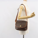 CELINE Macadam Canvas Shoulder Bag PVC Leather Brown Gold Auth 163801-23