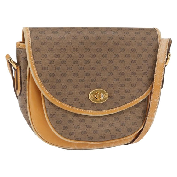 GUCCI Micro GG Supreme Shoulder Bag PVC Beige Gold 001 084 0930 Auth 163802