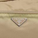 PRADA Shoulder Bag Nylon Beige Silver Auth 163803-17