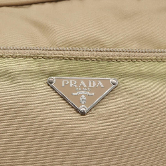 PRADA Shoulder Bag Nylon Beige Silver Auth 163803