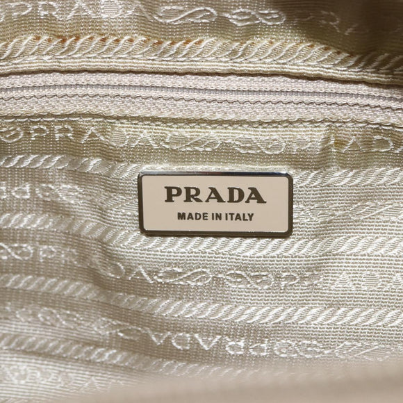 PRADA Shoulder Bag Nylon Beige Silver Auth 163803