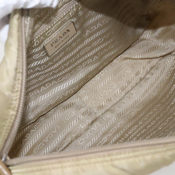 PRADA Shoulder Bag Nylon Beige Silver Auth 163803