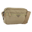 PRADA Shoulder Bag Nylon Beige Silver Auth 163803-1