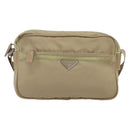PRADA Shoulder Bag Nylon Beige Silver Auth 163803-13