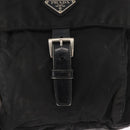 PRADA Shoulder Bag Nylon Black Silver Auth 163806-9