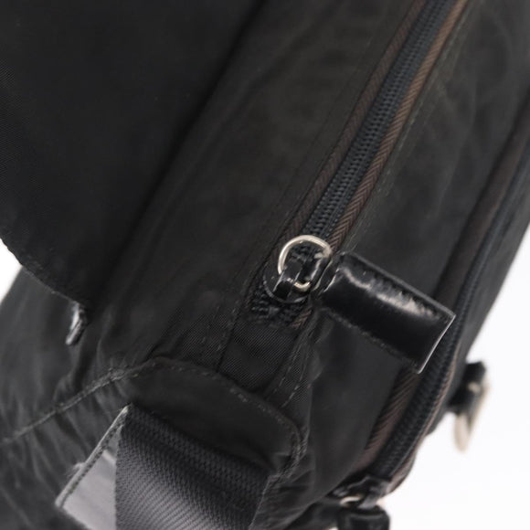 PRADA Shoulder Bag Nylon Black Silver Auth 163806