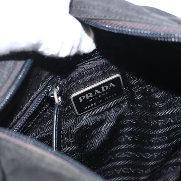 PRADA Shoulder Bag Nylon Black Silver Auth 163806