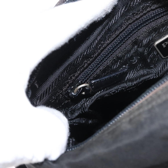 PRADA Shoulder Bag Nylon Black Silver Auth 163806