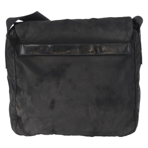 PRADA Shoulder Bag Nylon Black Silver Auth 163806
