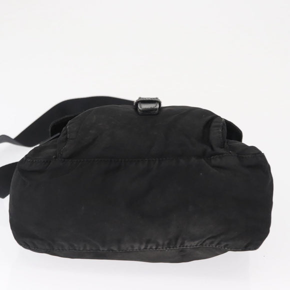 PRADA Shoulder Bag Nylon Black Silver Auth 163806