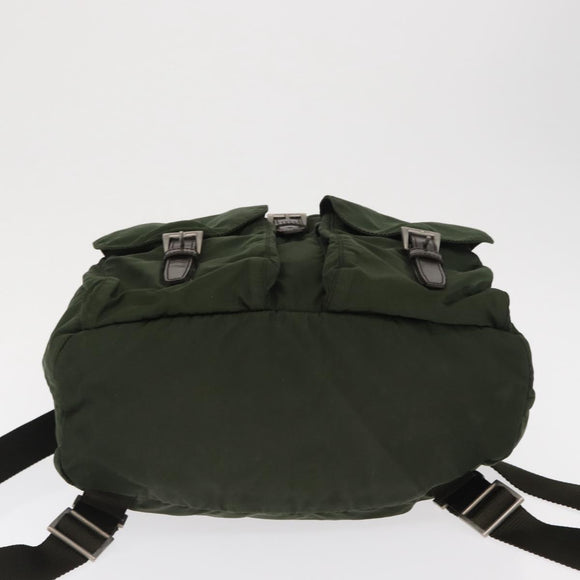 PRADA Backpack Nylon Green Silver Auth 163822
