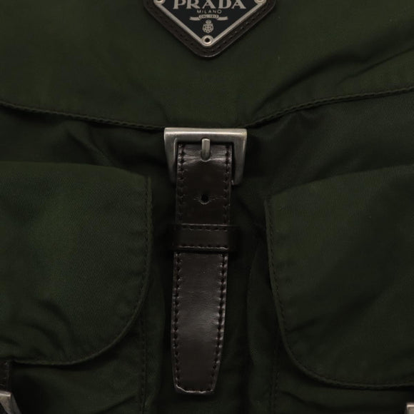 PRADA Backpack Nylon Green Silver Auth 163822