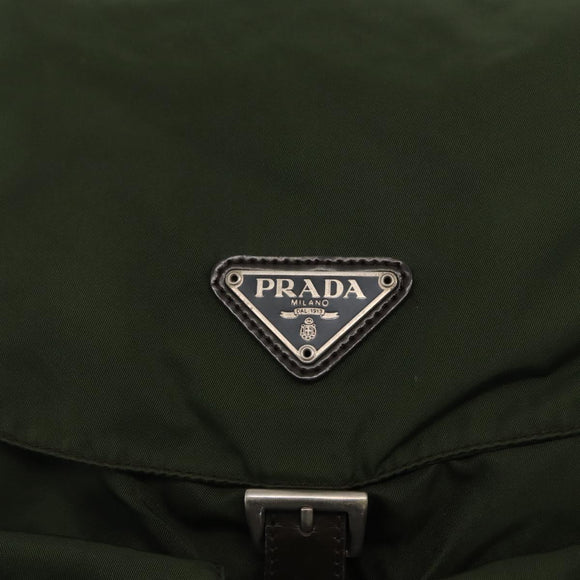 PRADA Backpack Nylon Green Silver Auth 163822
