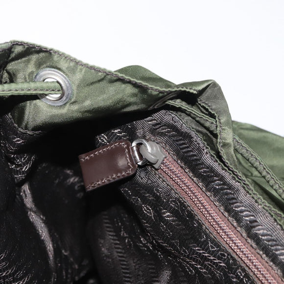 PRADA Backpack Nylon Green Silver Auth 163822