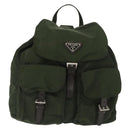PRADA Backpack Nylon Green Silver Auth 163822-13