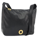 CELINE Circle Shoulder Bag Leather Black Gold Auth 163823-1