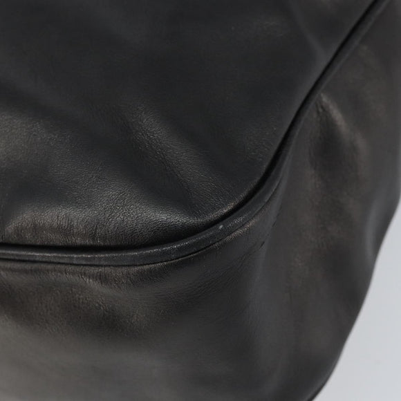CELINE Circle Shoulder Bag Leather Black Gold Auth 163823