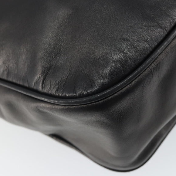 CELINE Circle Shoulder Bag Leather Black Gold Auth 163823