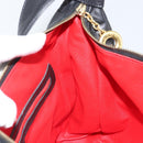 CELINE Circle Shoulder Bag Leather Black Gold Auth 163823-17
