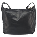 CELINE Circle Shoulder Bag Leather Black Gold Auth 163823-3