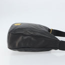 CELINE Circle Shoulder Bag Leather Black Gold Auth 163823-4