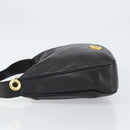 CELINE Circle Shoulder Bag Leather Black Gold Auth 163823-5