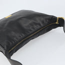 CELINE Circle Shoulder Bag Leather Black Gold Auth 163823-6