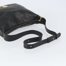 CELINE Circle Shoulder Bag Leather Black Gold Auth 163823-7