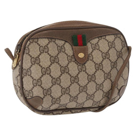 GUCCI GG Supreme Web Sherry Line Bag PVC Beige Gold 89 02 066 Auth 163825