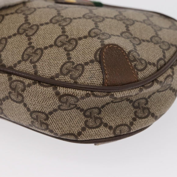 GUCCI GG Supreme Web Sherry Line Bag PVC Beige Gold 89 02 066 Auth 163825