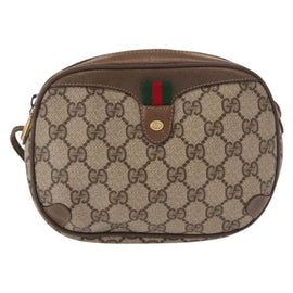 GUCCI GG Supreme Web Sherry Line Bag PVC Beige Gold 89 02 066 Auth 163825 - 0