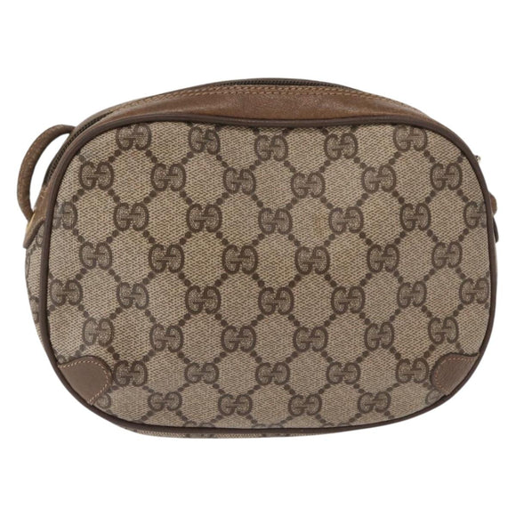 GUCCI GG Supreme Web Sherry Line Bag PVC Beige Gold 89 02 066 Auth 163825