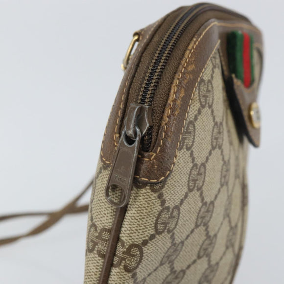 GUCCI GG Supreme Web Sherry Line Bag PVC Beige Gold 004 02 047 Auth 163828