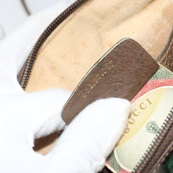 GUCCI GG Supreme Web Sherry Line Bag PVC Beige Gold 004 02 047 Auth 163828