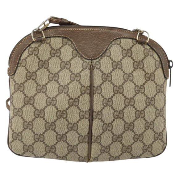 GUCCI GG Supreme Web Sherry Line Bag PVC Beige Gold 004 02 047 Auth 163828