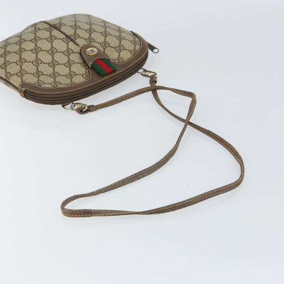 GUCCI GG Supreme Web Sherry Line Bag PVC Beige Gold 004 02 047 Auth 163828